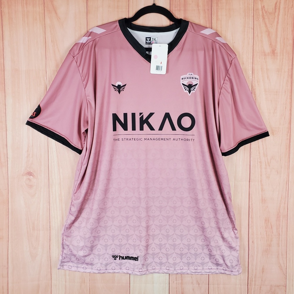 Hummel Mens Jersey 2XL Pink 100%‎ Polyester V-Neck Short Sleeve TLH Reckoning